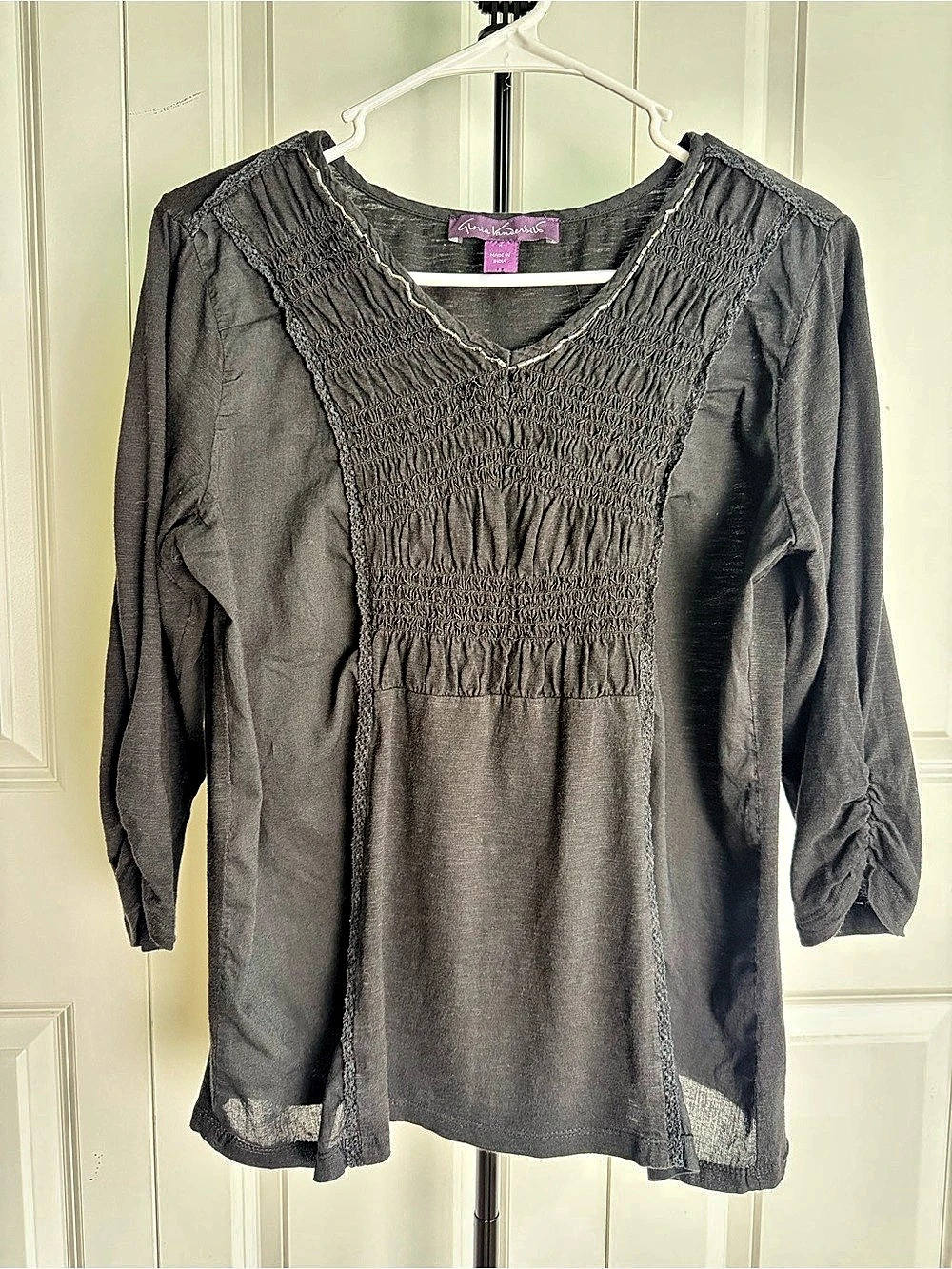 Vintage Gloria Vanderbilt Whimsigoth Smocked Top S